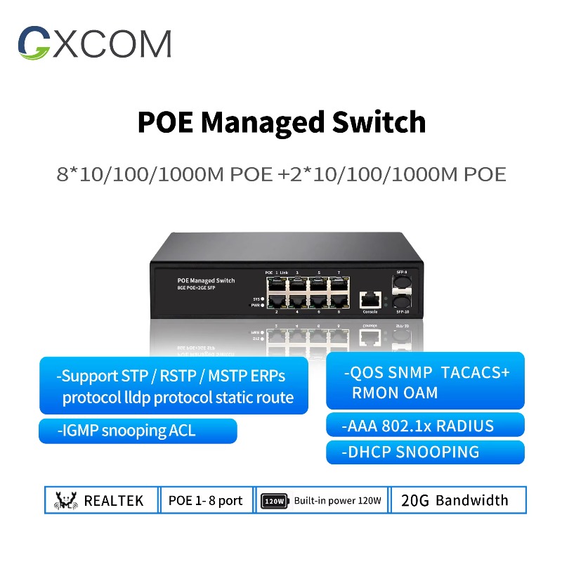 Sakelar Jaringan Gigabit L2 ya - Managed Gigabit Poe Switch 8 Port 802.3At ulasan dan harga